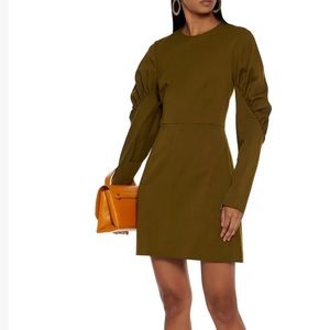 TIBI Gathered twill mini dress army green 10